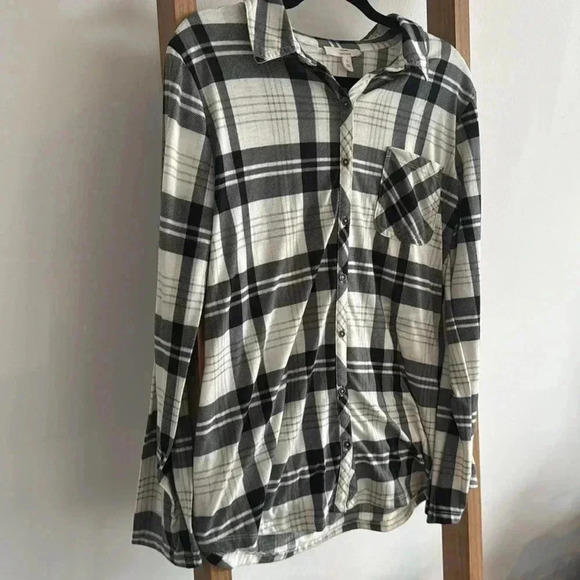 COMO VINTAGE l Large Womens Flannel Black and Gray - Picture 2 of 5
